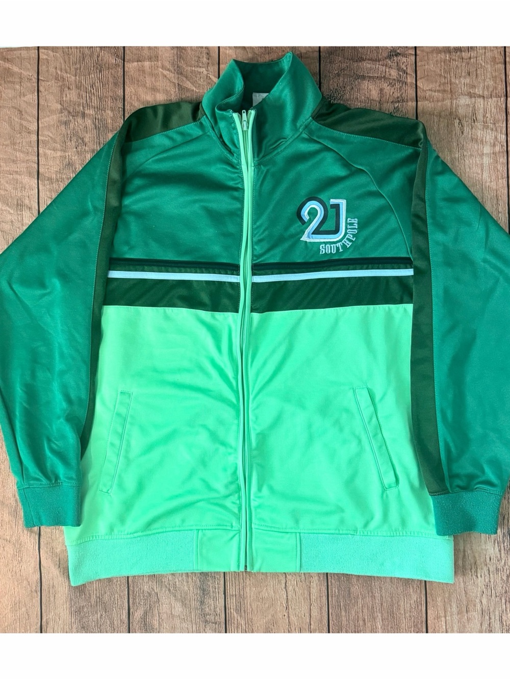 Men’s Size L SouthPole Y2K Full Zip Up Green Jacket Sweatshirt